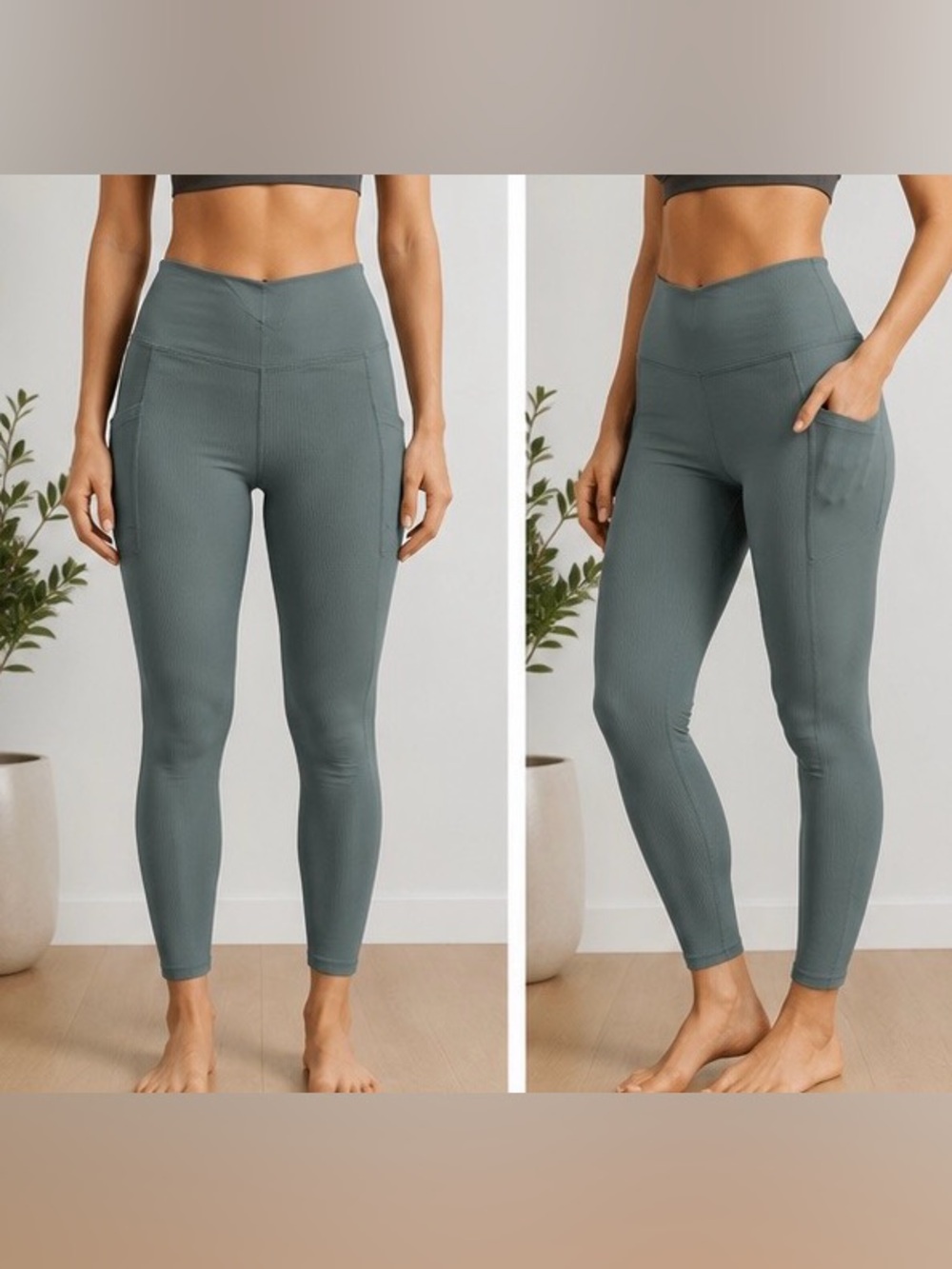 Old Navy highwaisted ribbed 7/8 Green Leggings